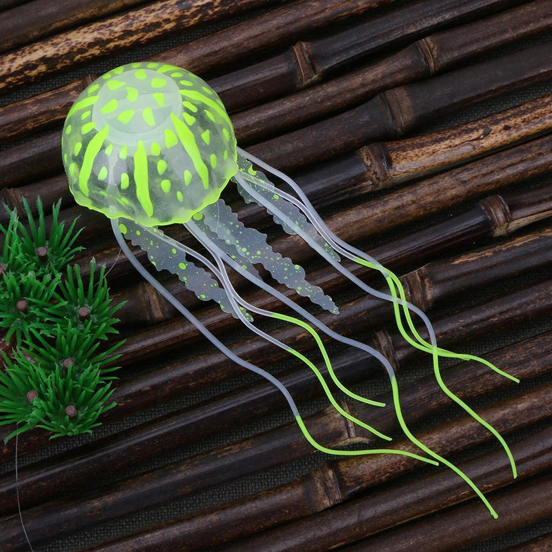 Simulation Artificial Jellyfish Glowing Aquarium Fish Tank Decor(Yellow)