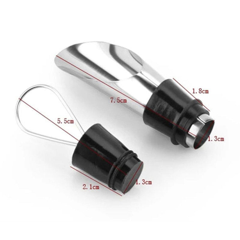 2 in 1 Stainless Steel Red Wine Stopper Pour Funnel Fresh Wine Stopper Tool