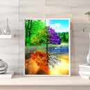 11CT Full Cross Stitch Four Seasons Tree Counted DIY Cotton Thread Needleworks