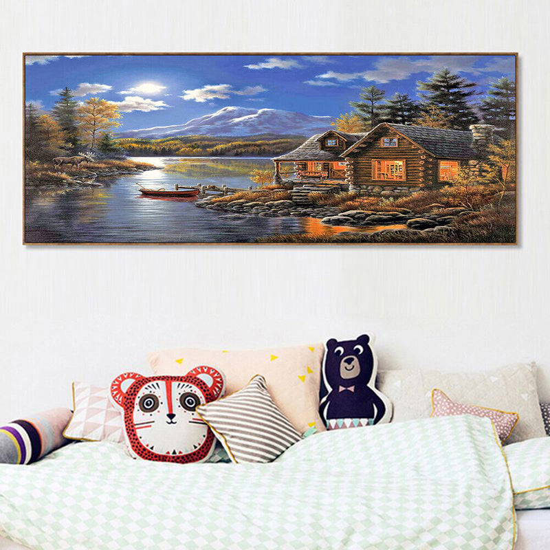 Spot Drill Handicraft Full Drill Diamond Painting Kit Riverside Lodge Mosaic
