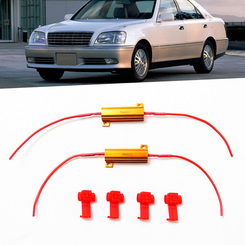 1 Pair Waterproof Anti-Flashing Decoder Turn Signal Lamp 8ohm 50W Load Resistor