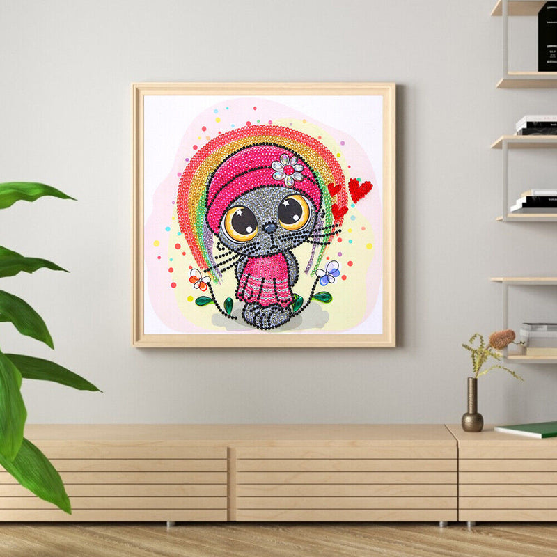DIY 5D Diamond Painting Kit Part Special Shape Rhinestone Drawing Cat Picture