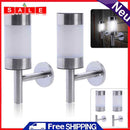 2pcs Solar Powered Stainless Steel Light LED Wall Light Fence Lamp Outdoor Garden Li