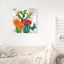 Partial Cross Stitch DIY Kits Printed Prickly Pear Flower Wall Art Handicraft