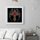 Full Embroidery DIY Canvas Stamped 11CT Cross Stitch Black Wings Kit Ornaments