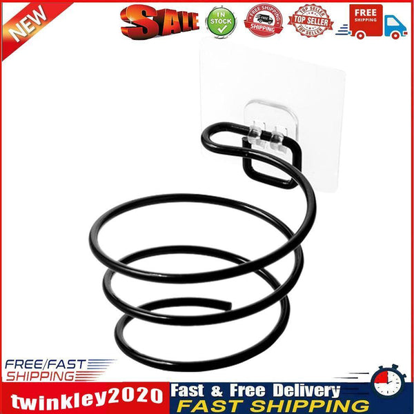 Iron Wall Mounted Hair Dryer Rack Bathroom Wall Holder Organizer (Black) Newly