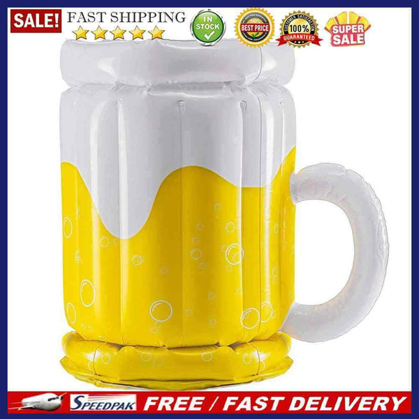 Party Drink Cooler - Inflatable Beer Mug Ice Bucket for Beach Pool (Yellow)