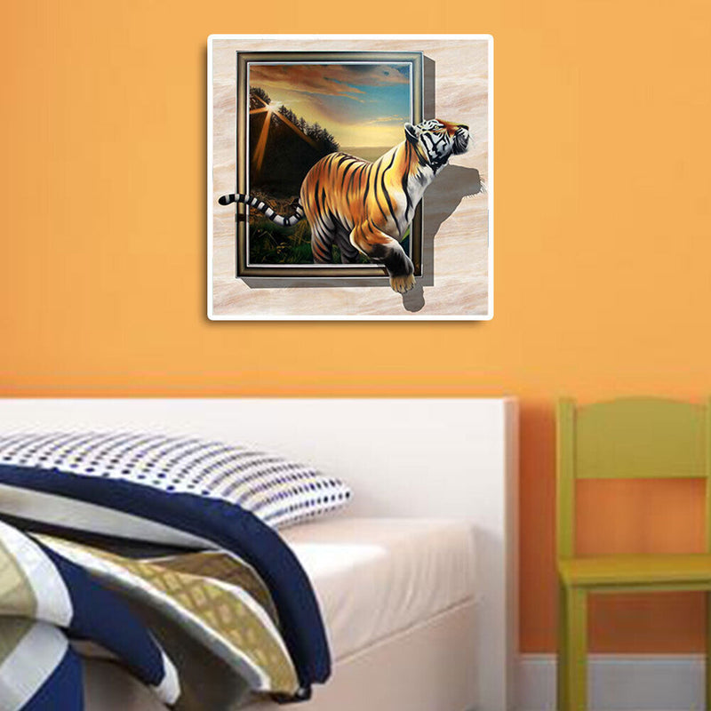 Running Tiger 5D DIY Full Drill Round Diamond Painting Embroidery Kits Gift