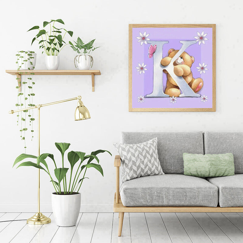 Diamond Painting Letter Bear 5D DIY Full Drill Round Cartoon Art (B1064)