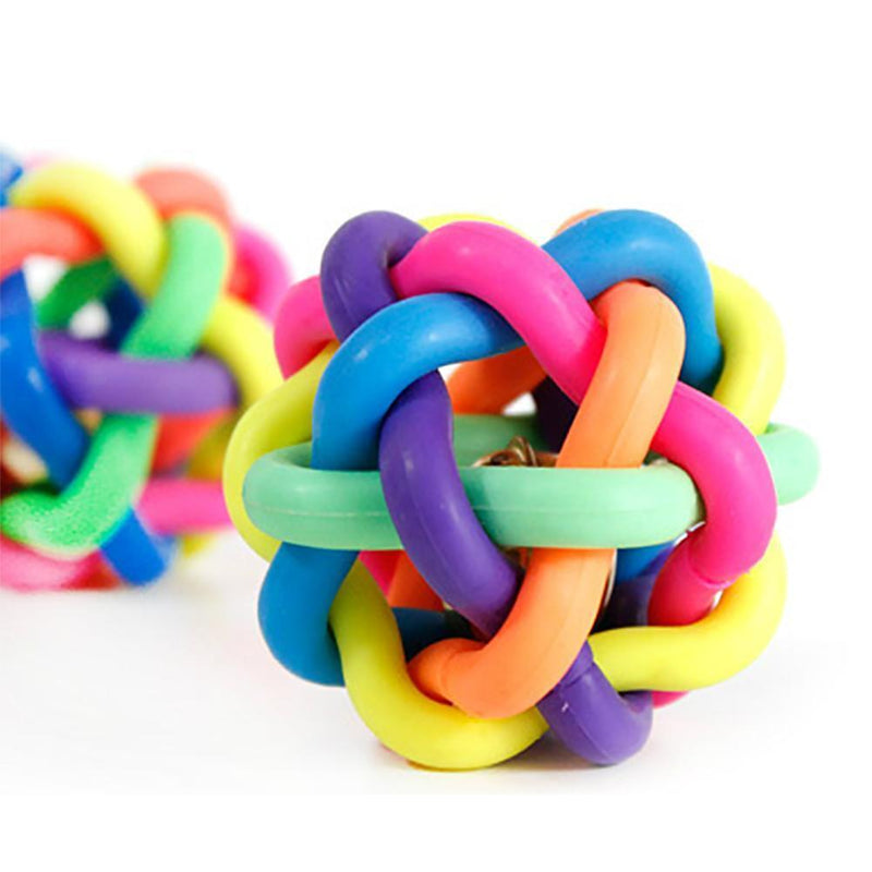 Colorful Dog Bell Puppy Rubber Rainbow Ball Pets Playing Chew Sound Toys (S