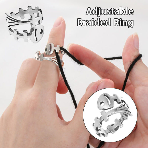 Wear Thimble Yarn Guides Knitting Ring Fish Bone Shape Sewing Crochet Loop