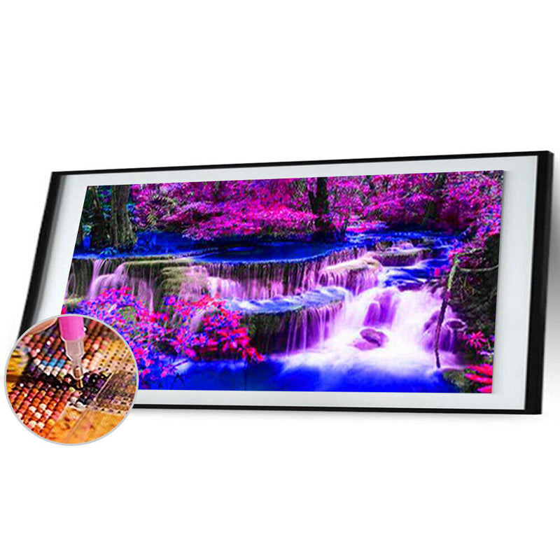 5D DIY Full Round Drill Diamond Painting Kit Waterfall Scenery Drawing Orname