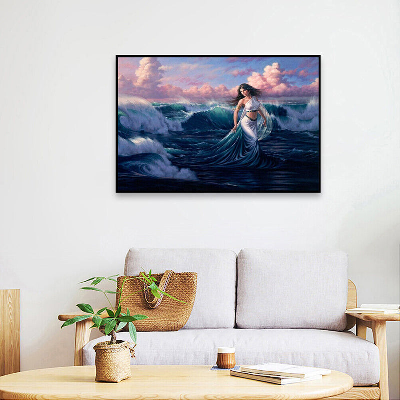 Chasing Sea Girl Oil Paint By Numbers Kit DIY Acrylic Painting Wall Art Pic
