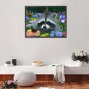 5D Diamond Painting Kit Raccoon in Flowers Full Round Drill Rhinestone DIY