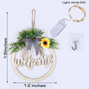 Hollow Front Door Decor Welcome Sign Lighted Wreath Decoration For Outdoor