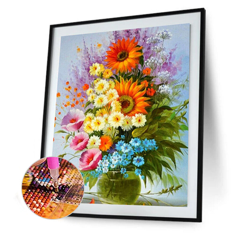 5D DIY Full Drill Round Shape Vase Rhinestone Diamond Drawing Home Decoration