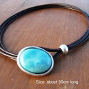 Retro Leather Turquoises Necklace Ethnic Boho Women Beach Statement Choker
