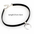 Women Crescent Moon Choker Necklace Gothic Pendant Statement Goth Necklace