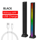 USB 5V Sound Control Colorful Light RGB 32 LED Pickup Lamp Bar (Black) Newly