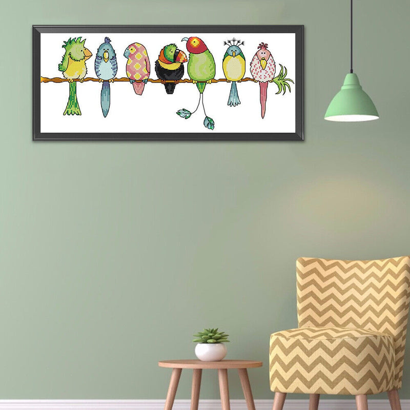 Full Cross Stitch 11CT Colorful Parrots Counted Embroidery DIY Needlework