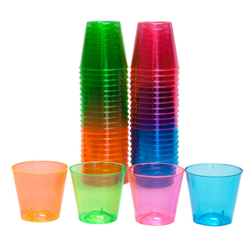 10pcs Disposable 30ml Glasses Cups Plastic Cup Neon Pa Bar Colourful CLLL Y4L8