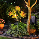 2x LED Solar Garden Orchid Light Waterproof Landscape Fence Decor (Yellow) Newly