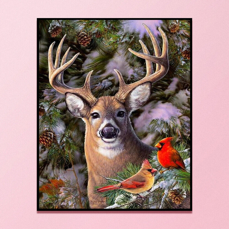 11CT Full Cross Stitch Elk and Cardin DIY Printed Wall Art Craft Home Decor