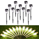 10pcs LED Solar Light Mini Steel Tube Lawn Stake Lamp Garden Decor (Warm) Newly