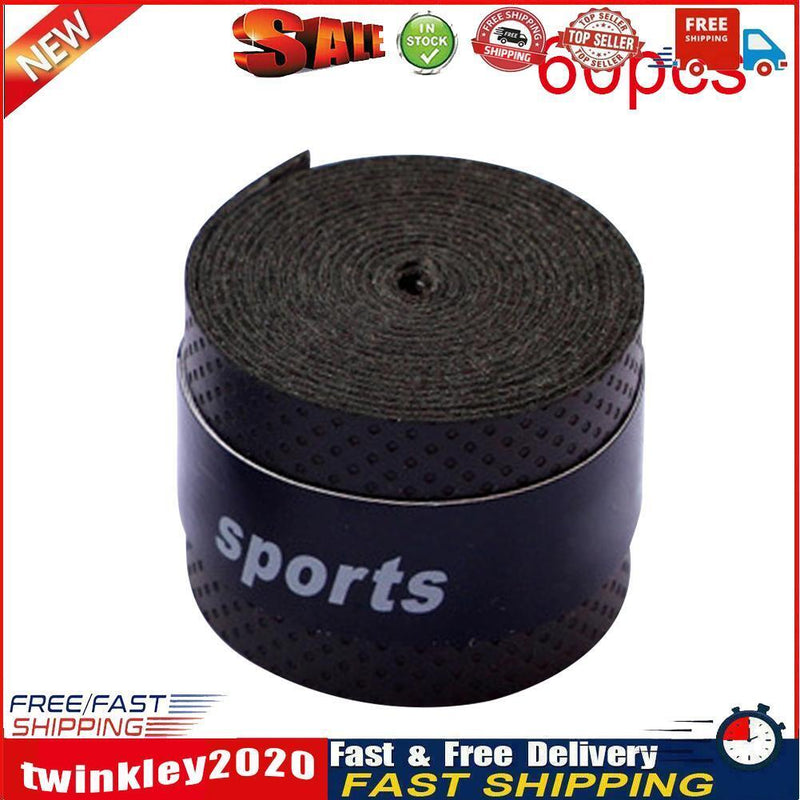 60pcs Racket Fish Rods Over Grips Badminton Wrap Tape Sweatbands (Black) Newly
