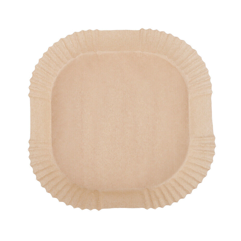 50pcs Air Fryer Parchment Liners Wood Pulp Steamer BBQ Baking Paper (Brown)