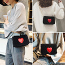 Winter Heart Small Bags Women Girls Chain Shoulder Messenger Bags (Black)