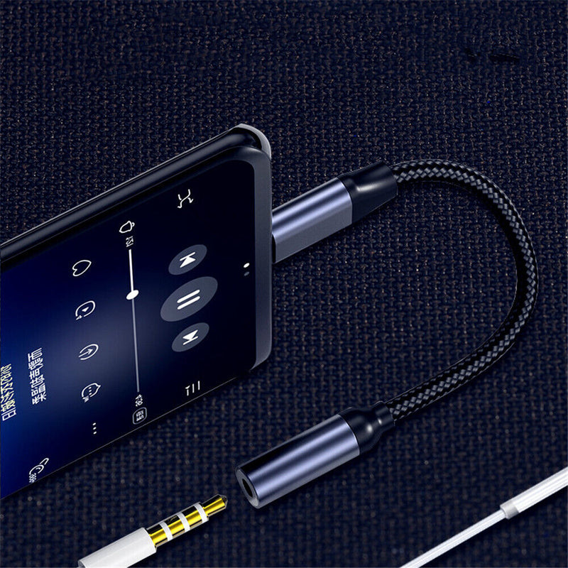 USB-C Type C Adapter Port to 3.5MM Aux Audio Jack Earphone Headphone Cable USB