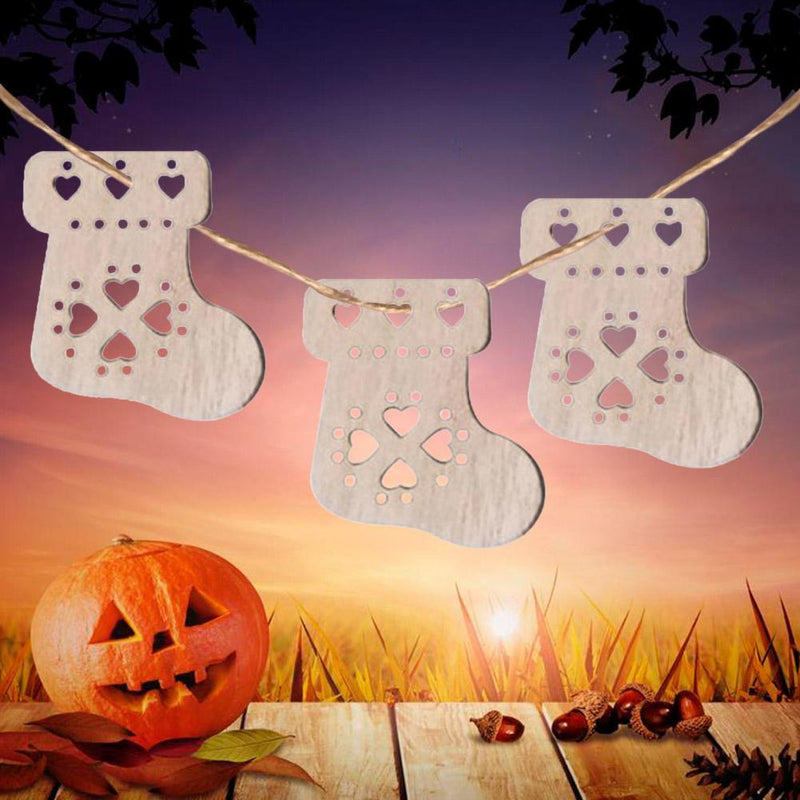 15pcs Christmas Hollowed-out Hanging Ornament Wooden Pendant Room Decoration