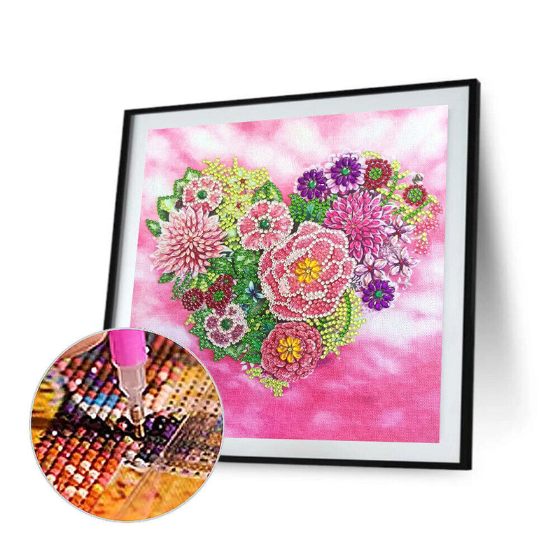 5D Diamond Painting Kit Heart Partial Special Shape Drill Rhinestone DIY