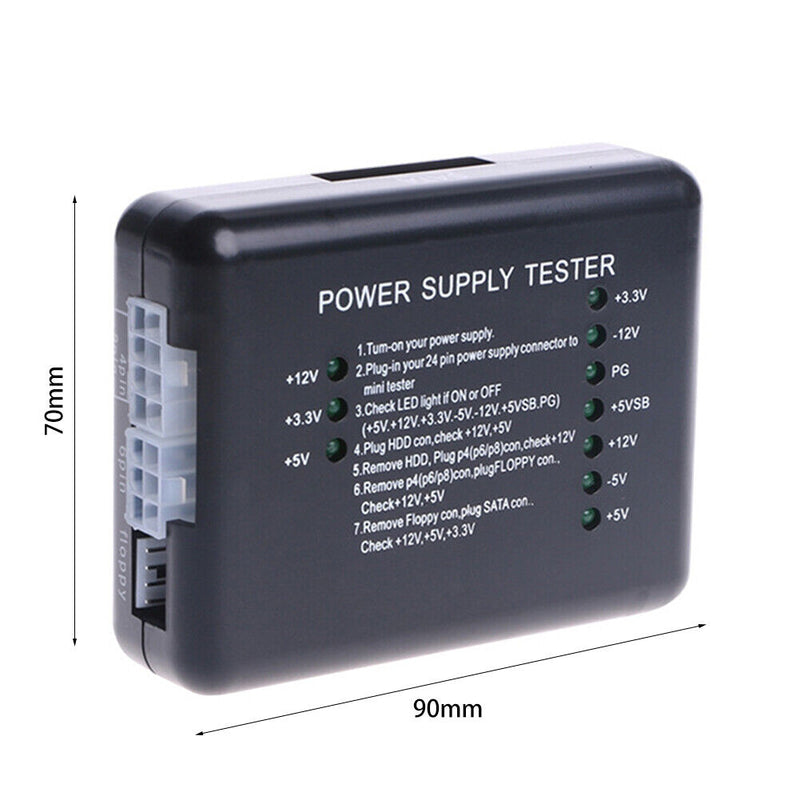 Portable Computer 20/24 Pin ATX SATA HDD Power Supply Tester Checker Meter Newly