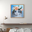 Handmade DIY Full Round Drill Diamond Painting 5D Cat Poster Kit for Home