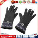 Women Touch Screen Winter Warm Weaved Knit Lace Gloves (Gray)