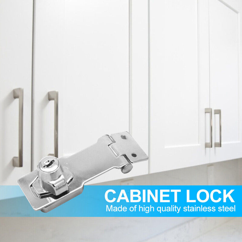 Punch-Free Stainless Steel Drawer Lock with Key Door Bolt Locks (3 Inch) Newly