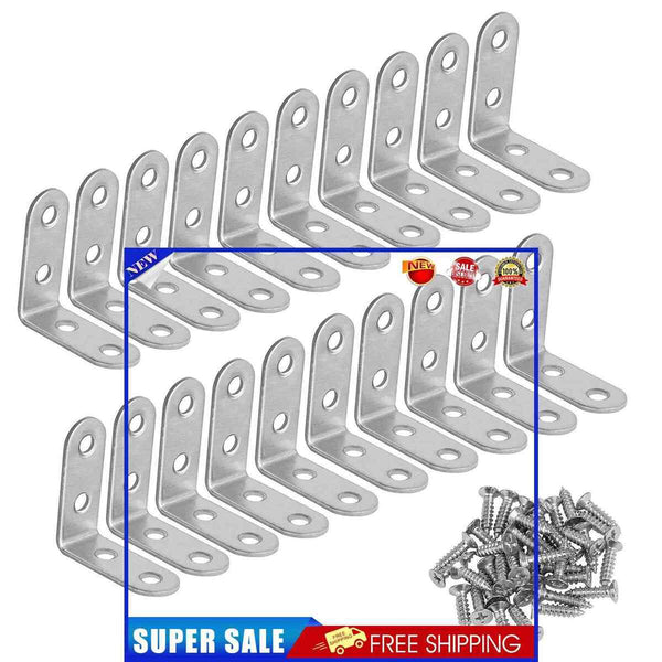 20 Pack Corner Brace Metal Joint Right Angle Support Brackets Fastener L Shape
