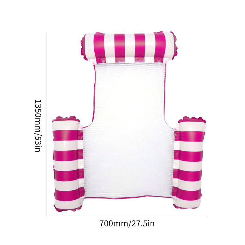 Swimming Pool Float Hammock Multi-Purpose Inflatable Lounge Bed (Rose Red) Newly
