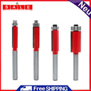4pcs 1/4 Shank Straight Flush Trim Router Bit with Bearing Set Milling Cutter