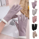 Skin-friendly Embroidered Touch Screen Plush Winter Warm Gloves For Women