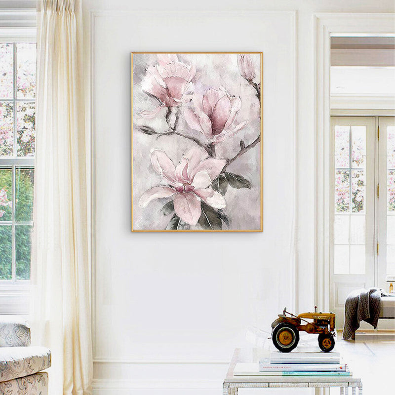 Pink Flower Oil Paint By Numbers Kits Canvas Picture Wall Art DIY Craft Coloring
