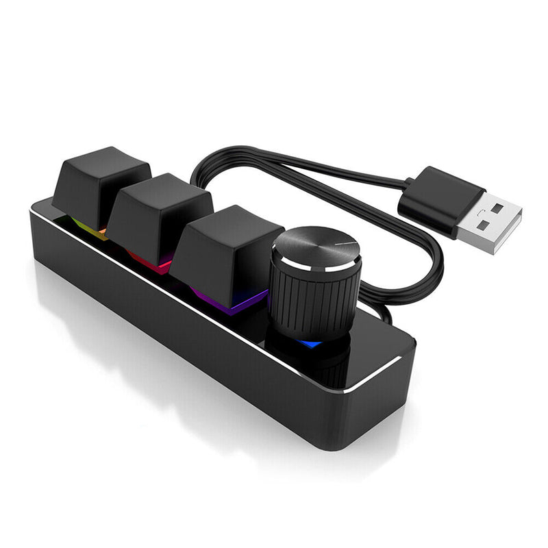 USB RGB Copy Paste Keyboard 3 Keys 1 Knob Programmable Custom Keypad for De