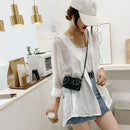 Candy Color Crossbody Bag Women PU Belt Buckle Mini Shoulder Pouch (Black)