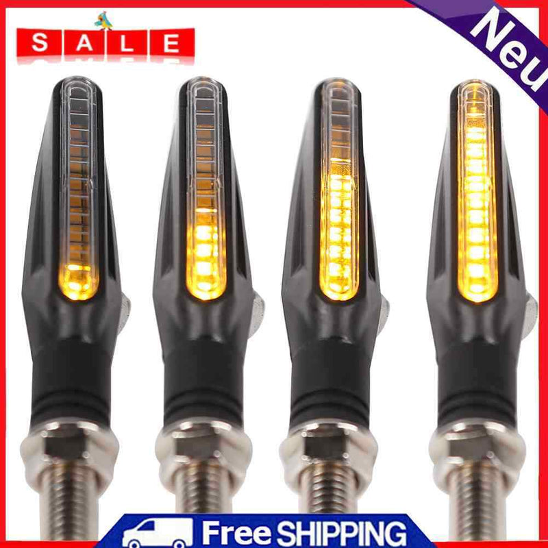 4x Amber LED Motorcycle Turn Signal Flowing Water Bendable Indicator Universal