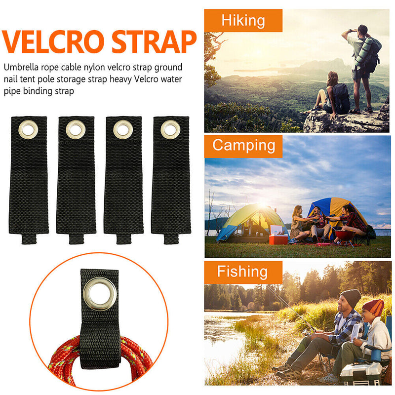 4pcs/Set Reusable Self-Adhesive Tie Strap Belt for Ground Peg Tent Poles Stor