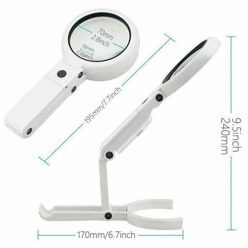 with LED Light and Stand Handheld Foldable Magnifier Foldable Magnify Glass