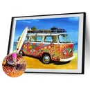 Handmade Beach Bus 5D DIY Full Round Drill Drawing Kit Diamond Painting Ornam