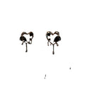Accessories Women Trendy Hollow Metal Stud Earrings Love Heart Black Harajuku